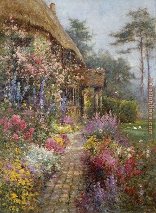 A Garden in July painting - Alfred de Breanski A Garden in July art painting